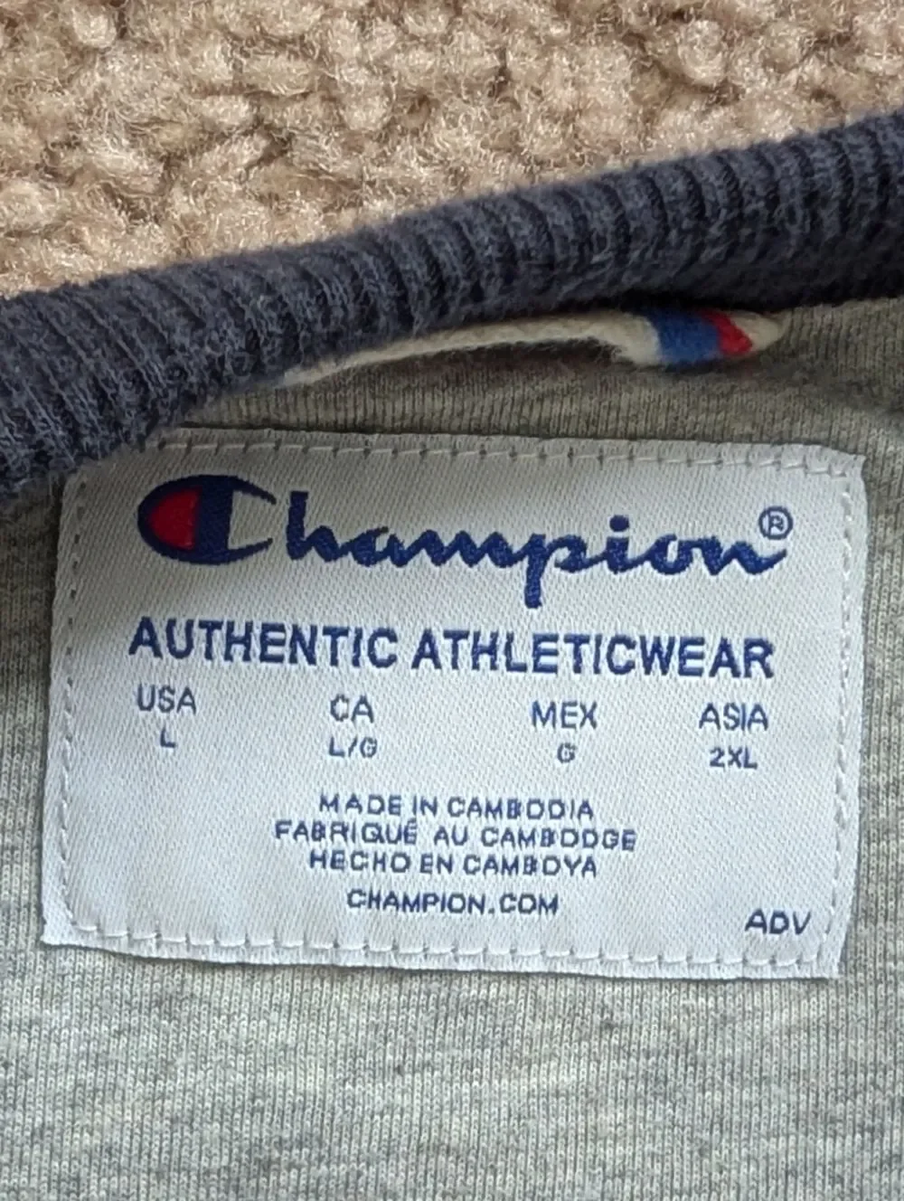 Champion Mens Navy Blue Crewneck Sweatshirt Classic Logo Pullover Size Large